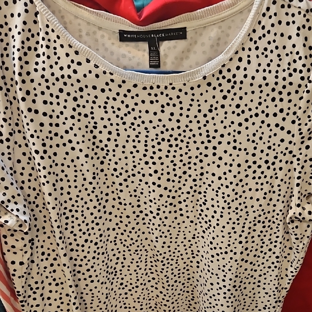 White House Black Market Dotted Short Sleeve Top